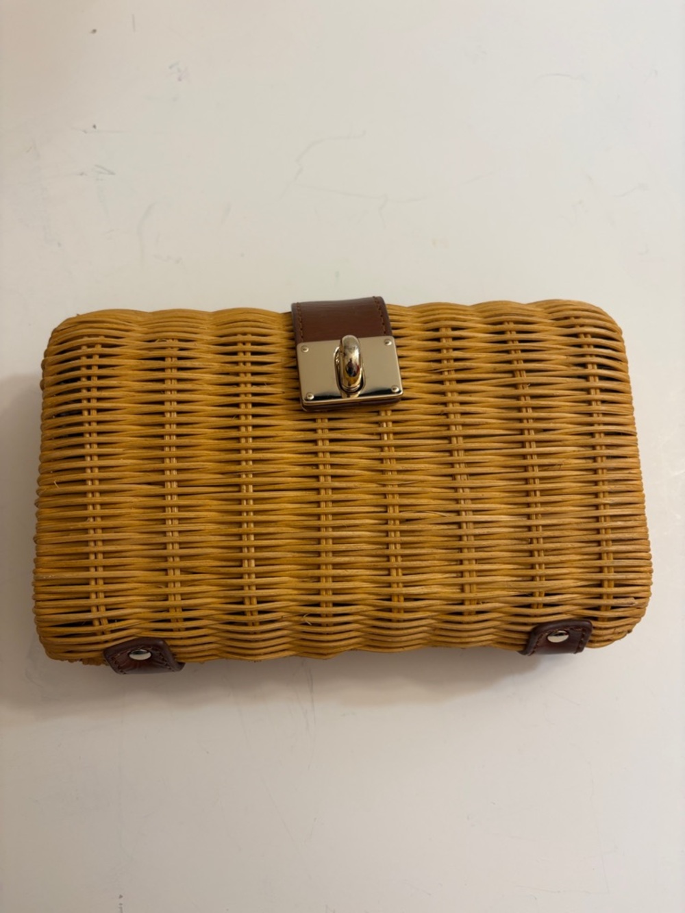 J Crew Rattan clutch purse with chain strap - Picture 4 of 11